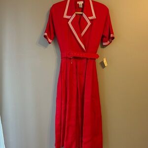 Vintage Talbots Fit & Flair Dress. ‘60’s Style. Red/White. Size 6.